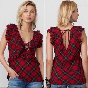 Denim & Supply Ralph Lauren Womens Plain sleeveless ruffle top Size M